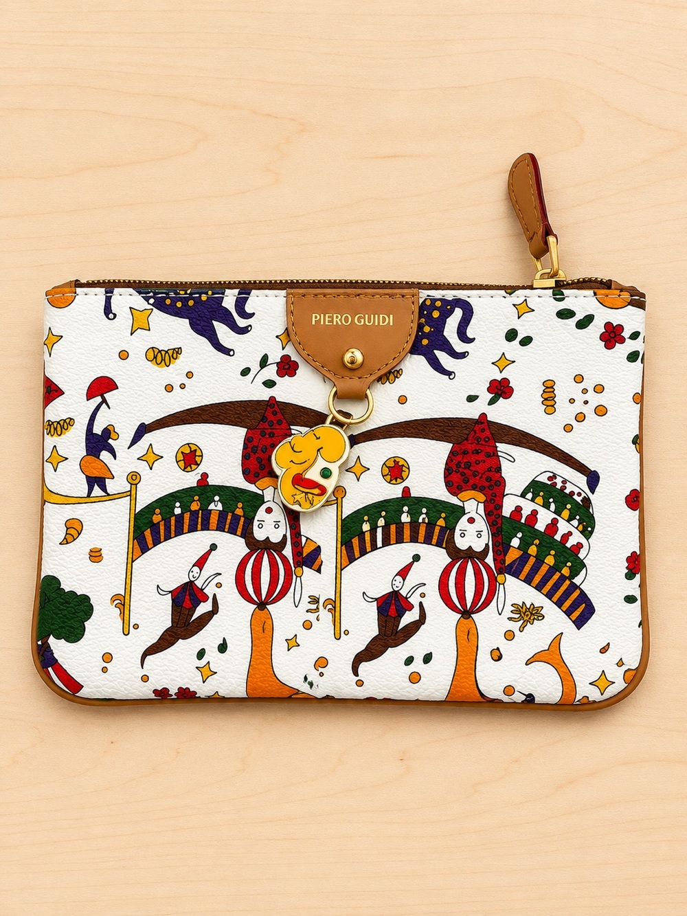 Piero Guidi‎ Magic Circus Zip Pouch Cosmetic Bag Elephant Charm Made in Italy